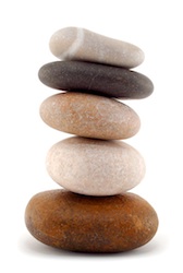 Earth, represented by pebbles, is one of the five Feng Shui elements